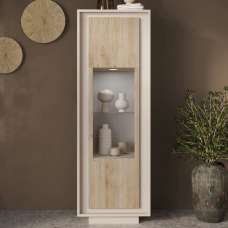Skokie Wooden Display Cabinet In Cashmere And Cadiz With LED - UK