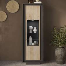 Skokie Wooden Display Cabinet In Lava And Cadiz With LED - UK