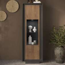 Skokie Wooden Display Cabinet In Lava And Mercure With LED - UK
