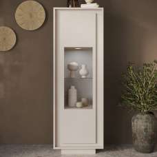 Skokie Wooden Display Cabinet In Matt White With LED - UK