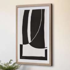 Skokie Wooden Noir Et Blanc Wall Art In Light Oak Frame - UK