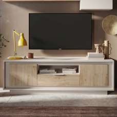 Skokie Wooden TV Stand 2 Doors 1 Drawer In Cashmere And Cadiz - UK