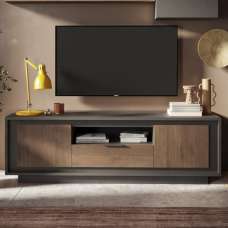 Skokie Wooden TV Stand 2 Doors 1 Drawer In Lava And Mercure - UK