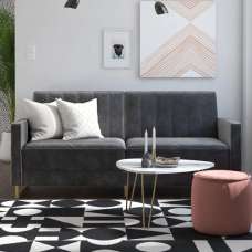 Sabinal Velvet Sofa Bed With Gold Metal Legs In Grey - UK