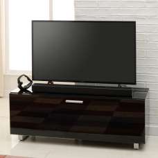Sofia 1200mm Glass Top TV Stand With 1 Door - Black High Gloss - UK