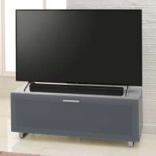 Sofia 1200mm Glass Top TV Stand With 1 Door - Grey High Gloss - UK