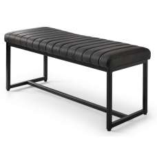 Sakaye Faux Leather Dining Bench In Black - UK