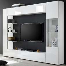 Solana High Gloss Entertainment Unit In White - UK