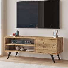 Solaro Wooden TV Stand With 2 Shelves In Atlantic Pine - UK