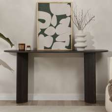 Solea Oval Wooden Console Table In Lumiere Black - UK