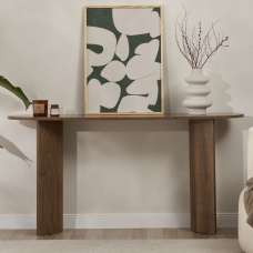Solea Oval Wooden Console Table In Venezia Walnut - UK