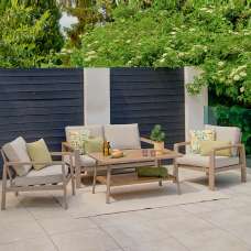 Solein Garden Aluminium Frame Lounge Set with Cream Cushion in Taupe - UK