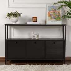 Solero Wooden Console Table with Metal Frame in Black - UK
