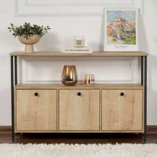 Solero Wooden Console Table with Metal Frame in Oak and Black - UK