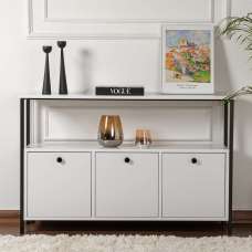 Solero Wooden Console Table with Metal Frame in White and Black - UK