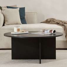 Soleva Round Wooden Coffee Table in Black - UK