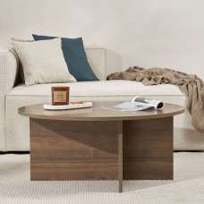 Soleva Round Wooden Coffee Table in Walnut - UK