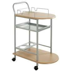 Solna Wooden Drinks Serving Trolley In Beech - UK
