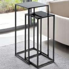 Sonora Black Glass Set Of 2 Planter With Steel Frame - UK