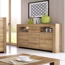 Sonora Wooden Sideboard With 2 Doors 4 Drawers In Riviera Oak - UK