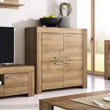 Sonora Wooden Storage Cabinet With 4 Doors In Riviera Oak - UK