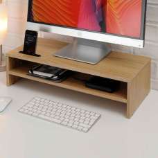 Sorella Wooden Monitor Stand Riser with 2 Shelf in Oak - UK