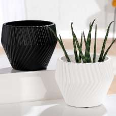Sorelli Ceramic Round Set of 2 Flower Vase In Black And White - UK