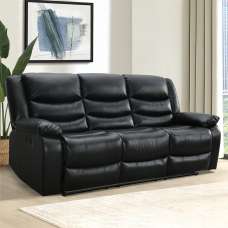 Sorreno Bonded Leather Recliner 3 Seater Sofa In Black - UK