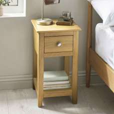 Sorrento Wooden Bedside Cabinet with 1 Drawer in Oak - UK