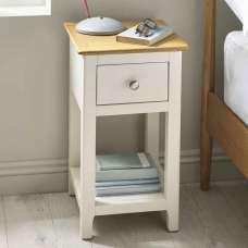 Sorrento Wooden Bedside Cabinet with 1 Drawer in White and Oak - UK