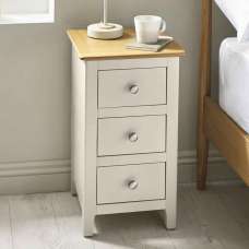 Sorrento Wooden Bedside Cabinet with 3 Drawers in Taupe - UK