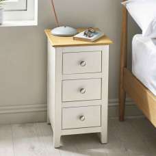 Sorrento Wooden Bedside Cabinet with 3 Drawers in White and Oak - UK