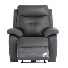Sotra Faux Leather Electric Recliner Armchair In Charcoal - UK