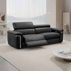 Southwark Leather Recliner 3 Seater Sofa In Black - UK