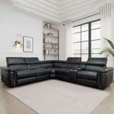 Southwark Leather Recliner Corner Sofa in Black - UK
