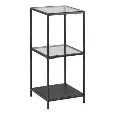 Sparks Clear Glass Bookcase With 2 Shelves And Black Metal Frame - UK