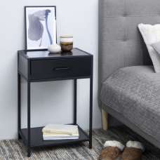 Sparks Wooden Bedside Cabinet With 1 Door In Ash Black - UK