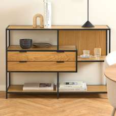 Sparks Wooden Bookcase With 2 Drawers 3 Shelves In Wild Oak - UK