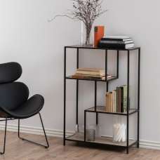 Sparks Wooden Bookcase With 3 Shelves In Oak And Black - UK