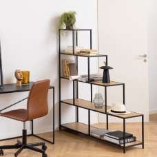 Sparks Wooden Bookcase With 4 Shelves In Oak And Black - UK