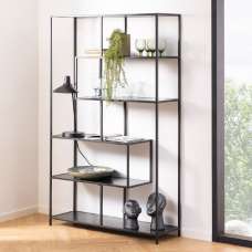Sparks Wooden Bookcase With 5 Shelves In Ash Black - UK