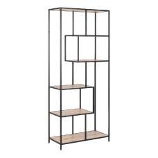 Sparks Wooden Bookcase With 5 Shelves In Sonoma Oak And Black - UK