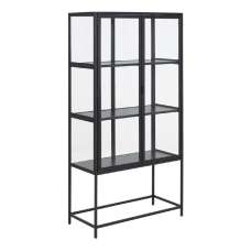 Sparks Wooden Display Cabinet With 2 Doors In Ash Black - UK