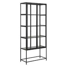 Sparks Wooden Display Cabinet With 2 Glass Doors In Black - UK