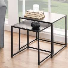 Sparks Wooden Nest Of 2 Tables Square In Ash Black - UK