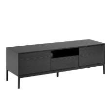 Sparks Wooden TV Stand With 2 Doors 1 Drawer In Ash Black - UK