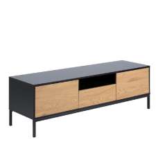 Sparks Wooden TV Stand With 2 Doors 1 Drawer In Oak And Black - UK