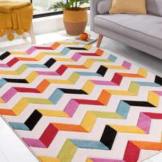 Spectra Carved 160x230cm Coral Rug In Multi-Colour - UK