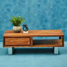 Spooner Wooden Coffee Table With 1 Drawer In Brown - UK
