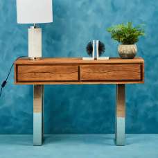 Spooner Wooden Console Table With 2 Drawers In Brown - UK